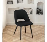 Lot de 2 Chaises Noires de Salle à Manger Tissu Velours - 4 Pieds en Métal Noir Hauteur des Patins Réglable - Rembourrage Généreux pour des Chaises Velours Confortables