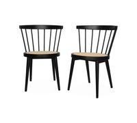 Lot De 2 Chaises Noires En Bois Et Cannage. Nora. L 54 X P 54 X H 76.5cm Noir