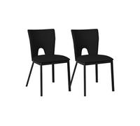 CATALIA - Lot de 2 Chaises Noires Métal et Simili -