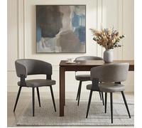 Lot de 2 Chaises PAVIA en Simili Cuir Gris Chaise de Salle à Manger et Cuisine Moderne Dossier Enveloppant Pieds en Métal
