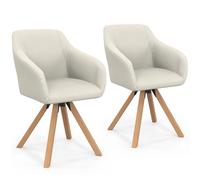 Lot de 2 chaises pivotantes de salle à manger, fauteuils de table JANY en velours côtelé beige