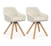 IDMarket - Chaises pivotantes Jany - Lot de 2 en velours côtelé beige pour salle à manger