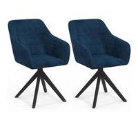 IDMarket – Chaises pivotantes Mady pour salle à manger en velours bleu – Lot de 2