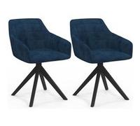IDMarket – Chaises pivotantes Mady pour salle à manger en velours bleu – Lot de 2