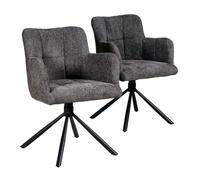 Lot de 2 chaises pivotantes de salle à manger MILA/ Gris foncé