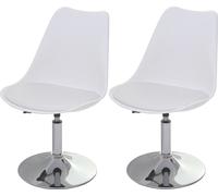 2x Chaise Pivotante Malmö T501, Réglable En Hauteur, Similicuir Blanc Multicolore
