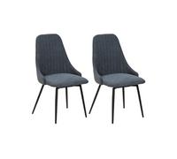 Lot de 2 Chaises Pivotantes Tissu Bleu - UNDY -