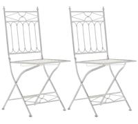 Lot De 2 Chaises Pliable De Jardin Terrasse Balcon Design Rustique En Fer Forgé Blanc Vieilli 10_0003126 Multicolore