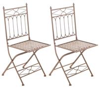 Lot De 2 Chaises Pliable De Jardin Terrasse Balcon Design Rustique En Fer Forgé Marron Vieilli 10_0003127 Multicolore