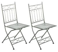 Lot De 2 Chaises Pliable De Jardin Terrasse Balcon Design Rustique En Fer Forgé Vert Vieilli 10_0003129 Multicolore