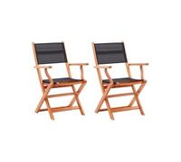 Vidaxl Chaises Pliables De Jardin 2 Pcs Noir Eucalyptus Et Textilène Noir