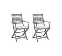 Vidaxl Chaises Pliables D'extérieur 2 Pcs Avec Coussins Bois D'acacia