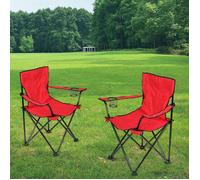 Lot de 2 Chaises pliante de plages VIVOLILV- Chaise pliante extérieure Pour Plage,Camping 50x50x80cm - Rouge