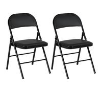 Lot de 2 chaises pliantes assise dossier rembourrés acier synthétique noir Noir
