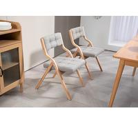 Lot de 2 chaises pliantes avec coussin, chaises pliantes rembourrées en bois, portables et assemblées, pour les invités, cuisine, bureau, mariage et fête, gris
