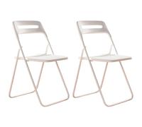 Lot de 2 chaises pliantes avec dossier en plastique blanc empilable pour conférences, formation, concerts, événements, salle à manger