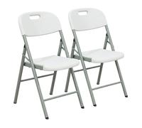 Lot de 2 Chaises pliantes blanches Plastique renforcé Chaise Camping Terrasse Réceptions KZGarden