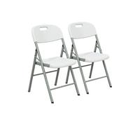Lot de 2 Chaises pliantes blanches Plastique renforcé Chaise Camping Terrasse Réceptions KZGarden