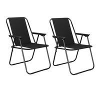 Lot de 2 chaises pliantes de camping avec accoudoirs robustes et légers design compact noir idéal pour jardin, terrasse, pique-nique et extérieur.