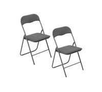 - Lot de 2 chaises pliantes effet velours - Gris foncé