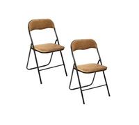Toilinux.com Lot de 2 chaises Pliantes Effet Velours - Ocre doré