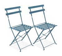 Lot de 2 chaises pliantes en acier bleu pacific - Oviala Rome