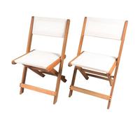 Lot de 2 chaises pliantes en bois exotique ""Seoul"" - Maple - Beige