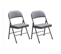 Lot de 2 chaises pliantes en velours et métal - Gris - ORTENSIA