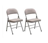 Vente-unique - Lot de 2 chaises Pliantes en Velours et métal - Taupe - Ortensia - Salle à Manger