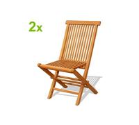 Lot De 2 Chaises Pliantes Jardin Teck Massif Brut Marron