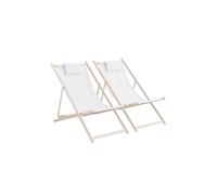 sweeek - Lot de 2 chaises Pliantes Matera Acier et textilène avec Coussin. Beige. 102 x 62 x 81 cm