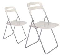 Lot de 2 chaises pliantes modernes en plastique avec dossiers, design minimaliste pour conférences, formation, concerts et salle à manger à la maison, pieds blancs robustes