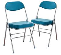 Lot de 2 chaises pliantes rembourrées avec cadre en métal robuste pour extérieur et intérieur, convient pour la salle à manger, le jardin et les fêtes