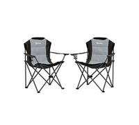 Outsunny Lot de 2 chaises pliantes camping – dossier haut rembourré, porte-gobelet, 120kg, gris foncé