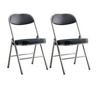 Lot de 2 chaises pliantes rembourrées modernes sans accoudoirs pour salle à manger, finition mate, parfaites pour les salons de thé, les cuisines, les salons (noir)