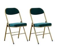 Lot de 2 chaises pliantes rembourrées modernes sans accoudoirs pour salle à manger, finition mate, parfaites pour les salons de thé, les cuisines, les salons (vert noirâtre)