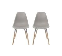 FLUK - Lot de 2 Chaises Polypropylène Taupe et Bois -