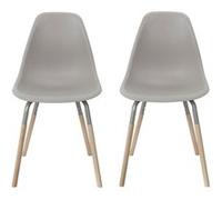FLUK - Lot de 2 Chaises Polypropylène Taupe et Bois -