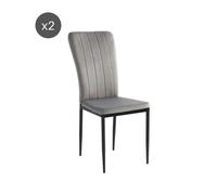 Lot de 2 chaises POPPY velours gris pieds métal noir