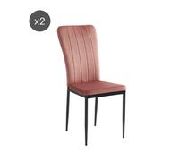 Lot de 2 chaises POPPY velours rose pieds métal noir