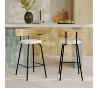 Lot de 2 chaises pour îlot central 64 cm en tissu bouclé blanc cassé - alize