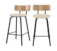 Lot de 2 chaises pour îlot central 64 cm en tissu bou lanc cassé - Alize - Maison Pavane