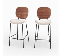 Lot de 2 chaises pour îlot central 65,5 cm en tissu beige - Simone - Rendez-Vous Déco