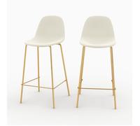Lot de 2 chaises pour îlot central 65 cm en cuir synthétique blanc - Henrik - Rendez-Vous Déco