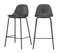 Lot de 2 chaises pour îlot central 65 cm en cuir synthétique gris - Henrik - Rendez-Vous Déco