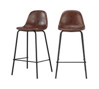 Lot de 2 chaises pour îlot central 65 cm en cuir synthétique marron - Henrik - Rendez-Vous Déco