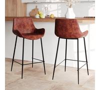 Lot de 2 chaises pour îlot central 65 cm en cuir synthétique marron - pirata