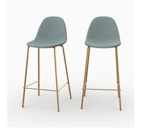 Lot de 2 chaises pour îlot central 65 cm en cuir synthétique vert - Henrik - Maison Pavane