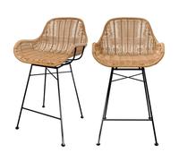 Lot de 2 chaises pour îlot central 65 cm en résine tressée naturelle - Carmela - Rendez-Vous Déco