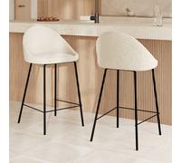 Lot de 2 chaises pour îlot central 65 cm en tissu bouclette blanc - misty
